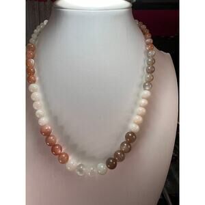 Mixed moonstone sterling silver bolo necklace